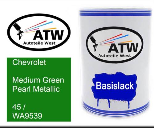 Chevrolet, Medium Green Pearl Metallic, 45 / WA9539: 500ml Lackdose, von ATW Autoteile West.